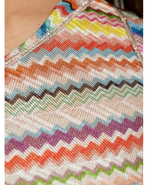 Missoni Gray Zigzag-Knit One-Shoulder Top