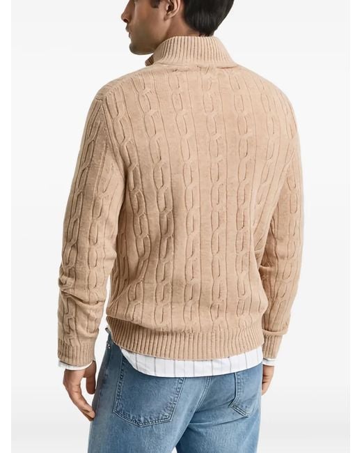 Gant Natural Cable-Knit Half-Zip Sweater for men