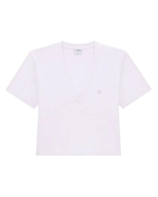 Courreges White Logo-Appliqué Cropped T-Shirt