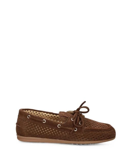 POSA Brown Mocassins Lacés À Design Perforé