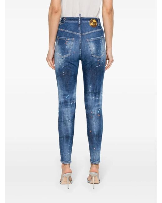 DSquared² Gerafelde Jeans Met Toelopende Pijpen in het Blue