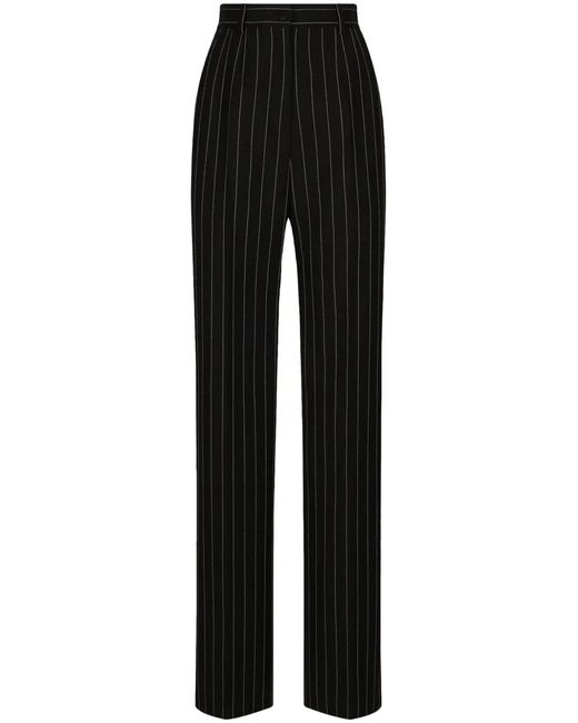 Dolce & Gabbana Black Flared Pinstripe Wool Pants