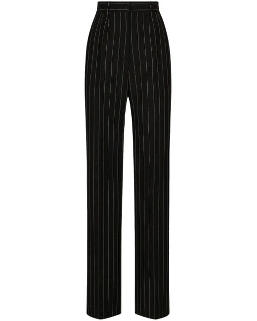 Dolce & Gabbana Black Flared Pinstripe Wool Pants