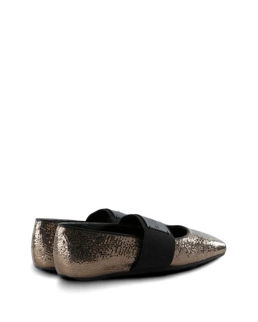 Givenchy Black Snake-Effect Elasticated-Strap Ballet Flats