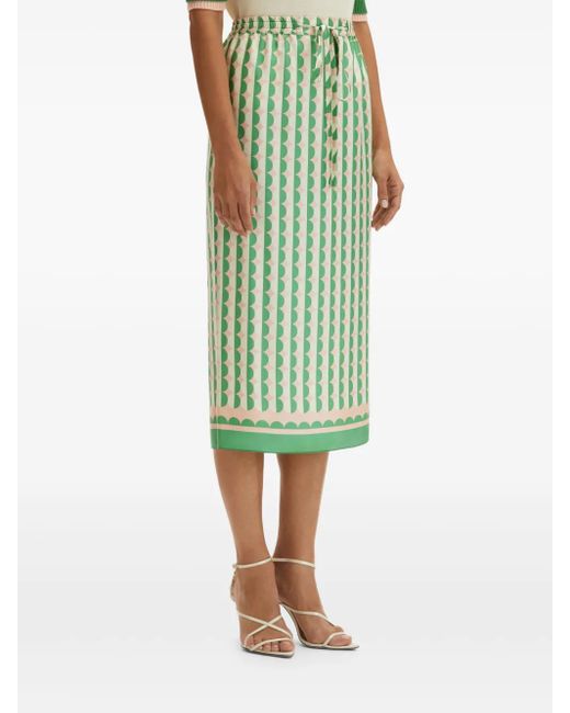 Oscar de la Renta Rok Met Geometrische Print in het Green