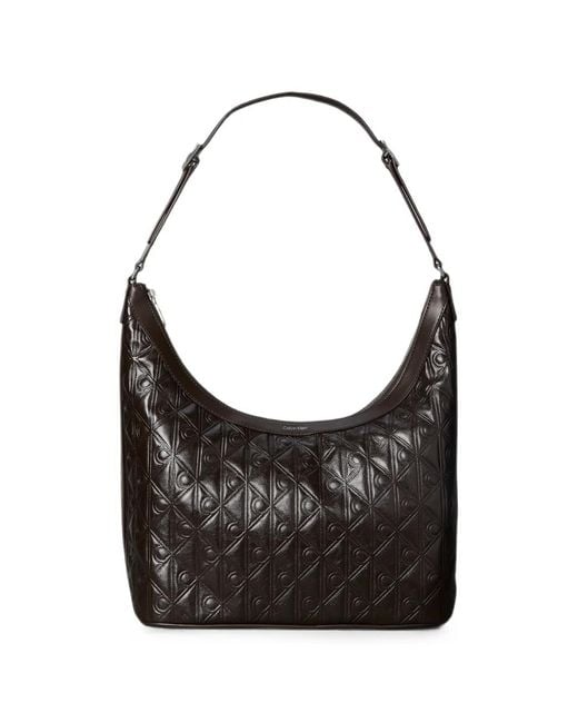 Calvin Klein Black Logo-Deembossed Shoulder Bag