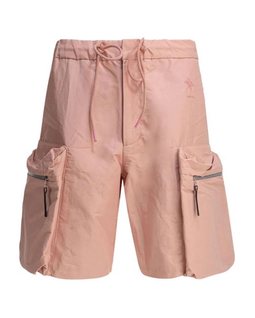 Goldwin Pink Embroidered-Logo Drawstring Shorts for men