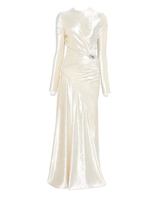 Rabanne White Draped Velvet Gown