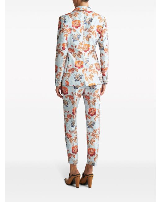 Etro Red Floral-jacquard Single-breasted Blazer
