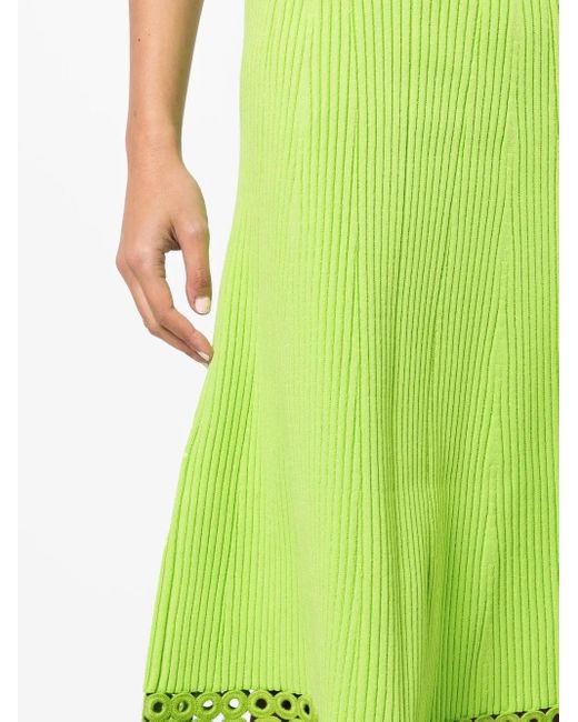 Jonathan Simkhai Green A-Line Ribbed Midi Skirt