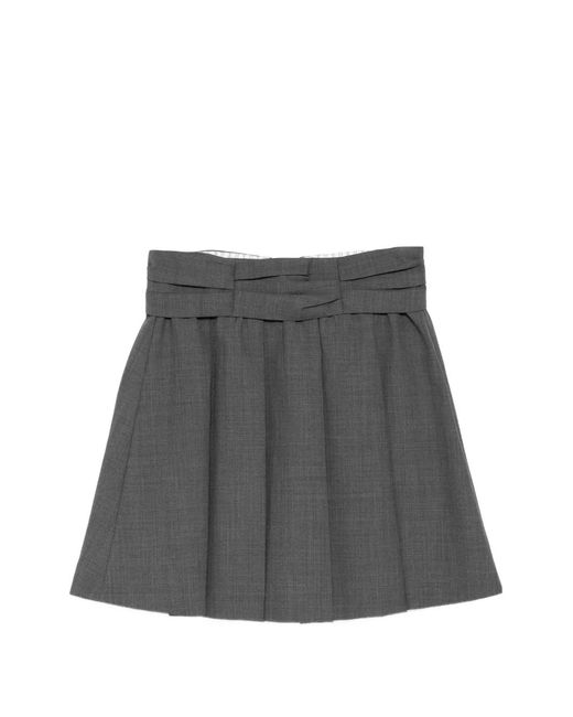 ShuShu/Tong Gray Draped-Waist Pleated Skirt