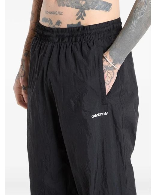 Adidas Black Logo-Print Track Trousers for men