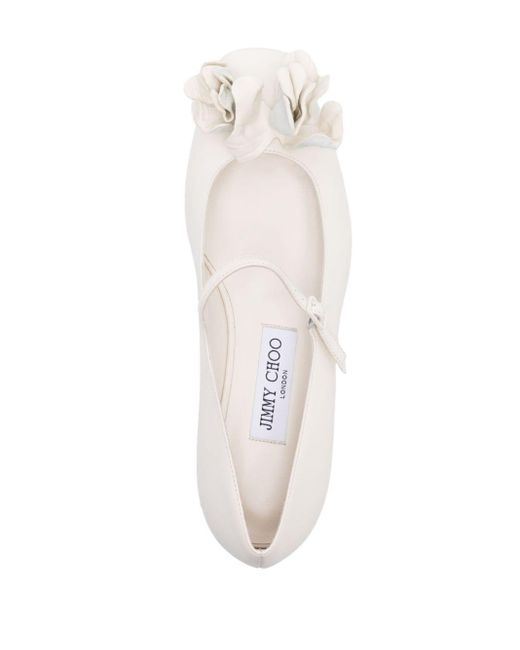 Jimmy Choo White Rosa Leather Ballerina Shoes