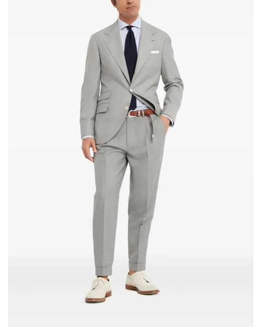 Brunello Cucinelli Gray Single-Breasted Wool Suit for men
