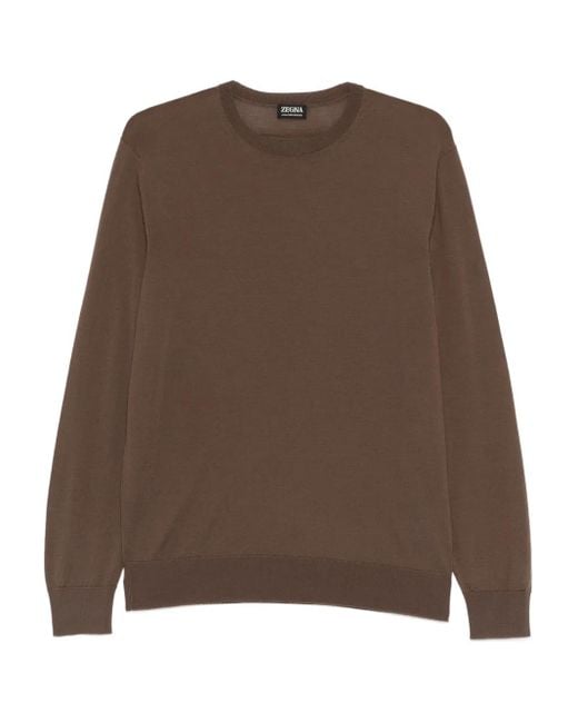 ZEGNA Men's Brown Round-Neck Sweater