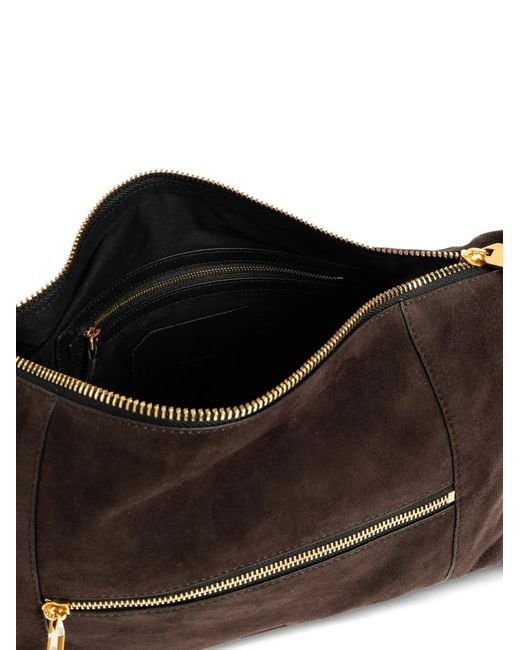 Sac Porté Épaule En Daim À Fermeture Zippée AllSaints en coloris Brown