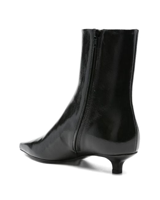 Totême Black Slim Naplack Ankle Boots