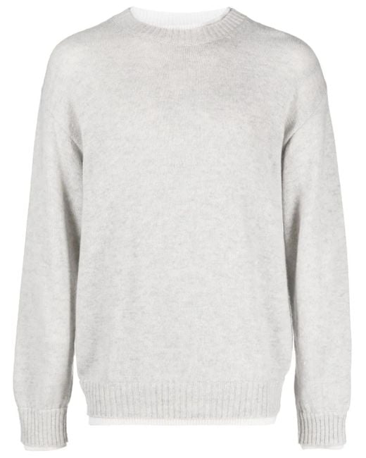 MSGM White Long-Sleeved Knitted Sweatshirt for men