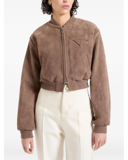 Manière De Voir Monique ワイドショルダーボンバージャケット Brown