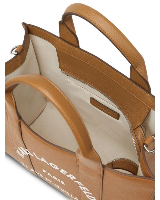 Borsa Tote Con Stampa Media di Karl Lagerfeld in Brown