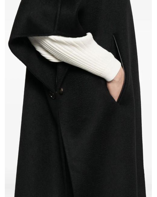 Max Mara Black Button-Fastening Short-Sleeved Cape