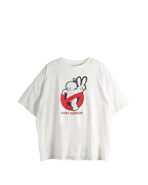 SAINT Mxxxxxx White Graphic-Print T-Shirt for men