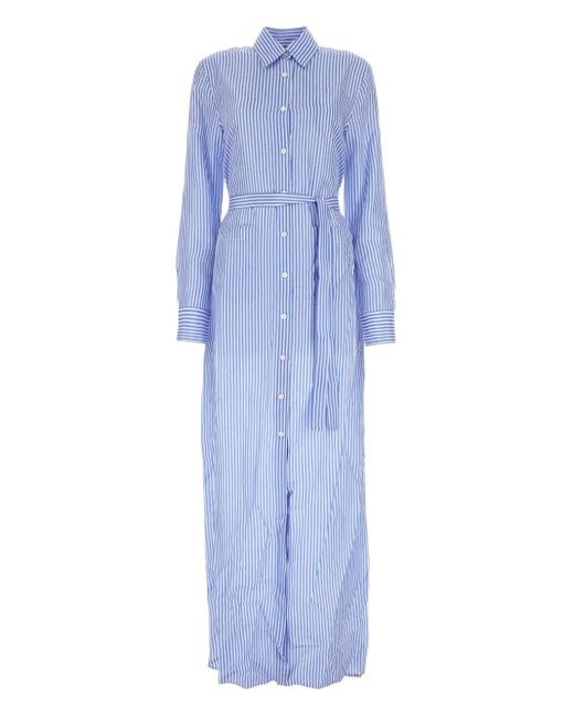 Prada Blue Striped Shirt Maxi Dress