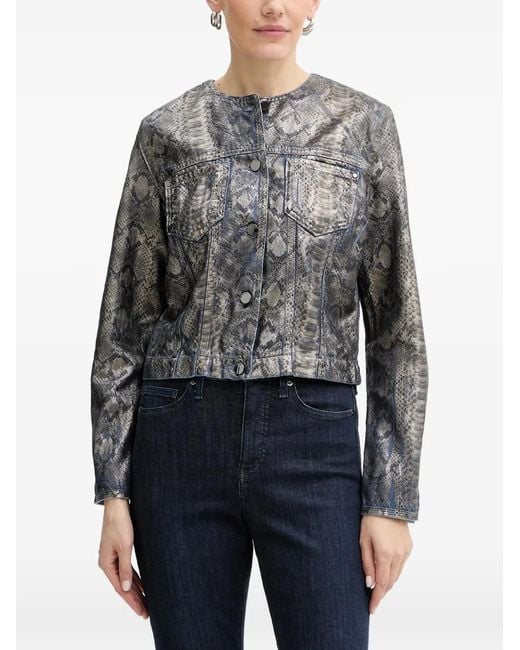 Guess Gray Snake-Print Buttoned Jacket