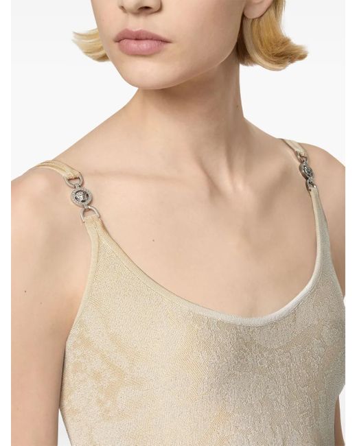 Versace Natural Mini Dress Barocco Knit
