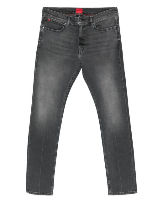 HUGO Gray Stretch-Cotton Jeans for men