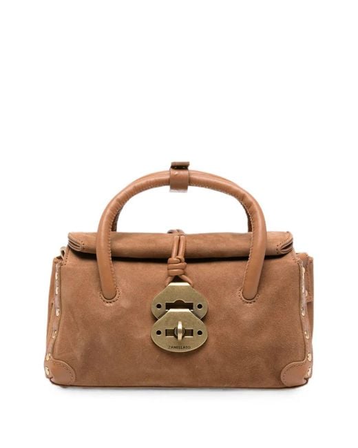 Zanellato Brown Baby Dotta Suede Tote Bag