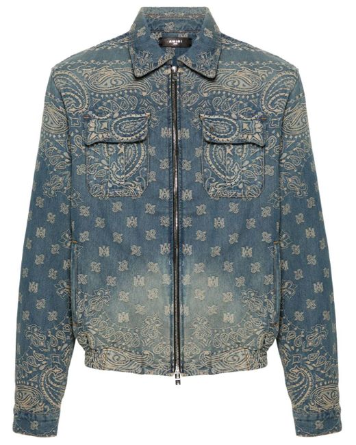 Amiri Blue Embroidered Denim Jacket for men