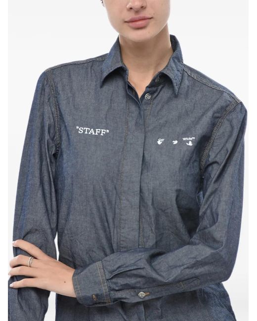 Off-White c/o Virgil Abloh Blue Chemise En Coton À Logo Imprimé
