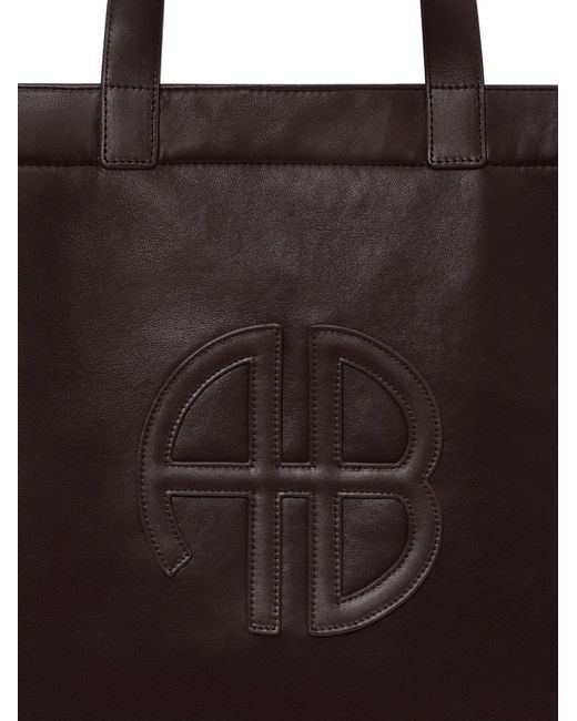 Anine Bing Brown Large Rio Logo-Plaque Leather Tote Bag