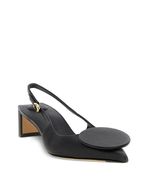 Jacquemus Black Pointed Toe Leather Slingback Pumps
