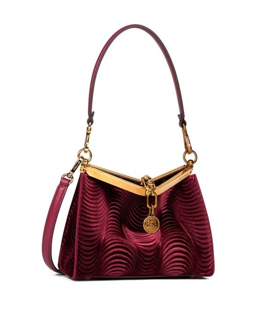 Etro Red Small Velvet Vela Bag