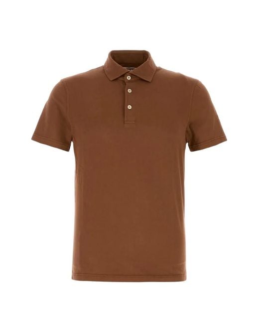 Fedeli Brown Stretch Polo Shirt for men