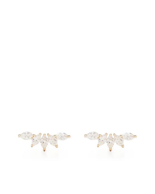 EF Collection White 14Kt Fan Diamond Earring