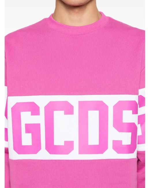 Gcds Pink Logo-Print Sweatshirt for men