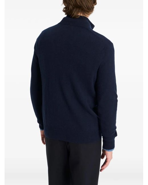 Pringle of Scotland Blue Quarter-Zip Cashmere Sweater for men