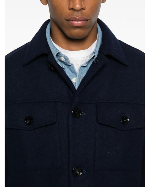 Dondup Blue Surchemise À Poches Poitrine for men