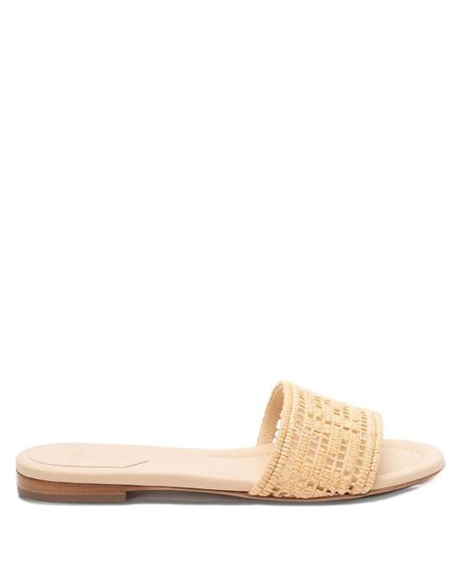 Fendi Natural Raffia Flat Slides