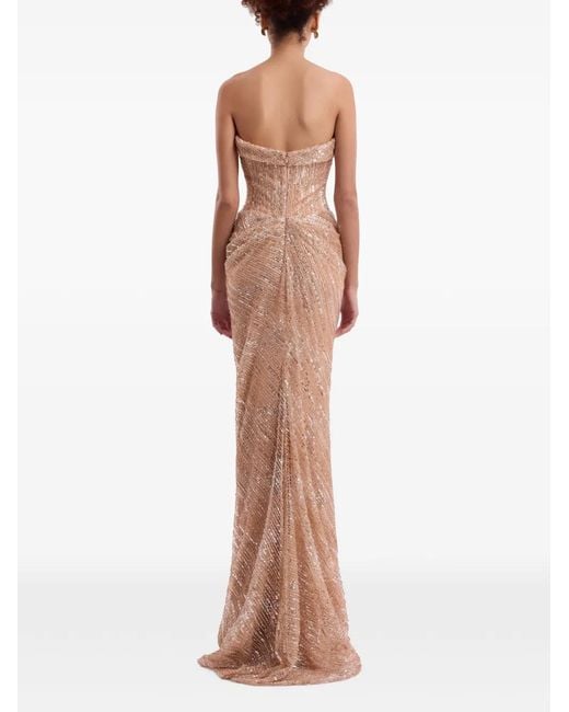Gemy Maalouf White Beaded Sweetheart-Neckline Gown