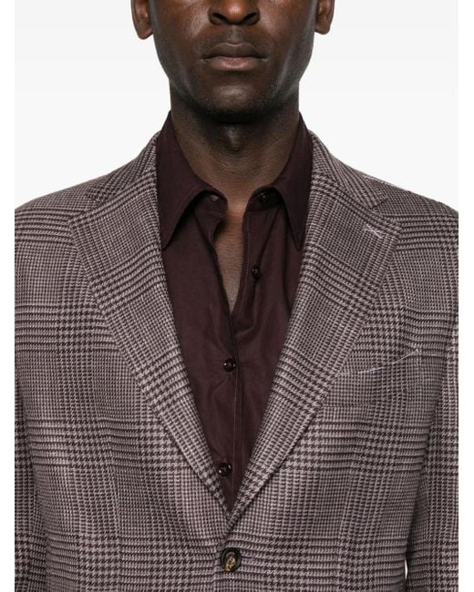 Blazer Monopetto A Quadri di Eleventy in Purple da Uomo