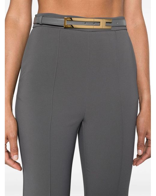 Elisabetta Franchi Blue Belted Crepe Tailored Trousers