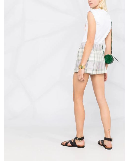 Isabel Marant White Checked Linen Shorts