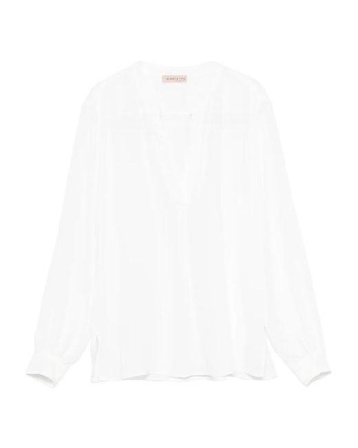Blanca Vita White V-Neck Long-Sleeve Top