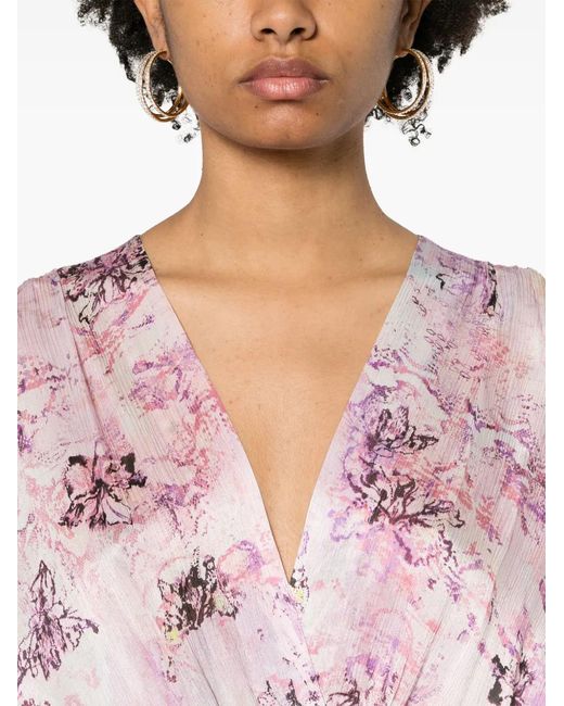 IRO Pink Floral Print Silk Short Dress