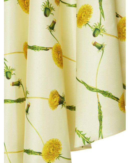 Burberry Yellow Dandelion-print Silk Satin Minidress