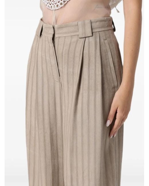 Emporio Armani Natural Stripe-Print High-Waisted Palazzo Pants